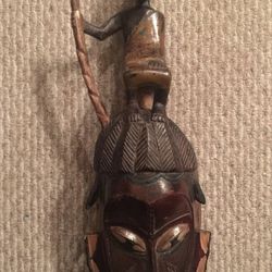 Unique Vintage/Antique Hand Carved Tribal Hanging Mask Art Ny Estate Sale 2010