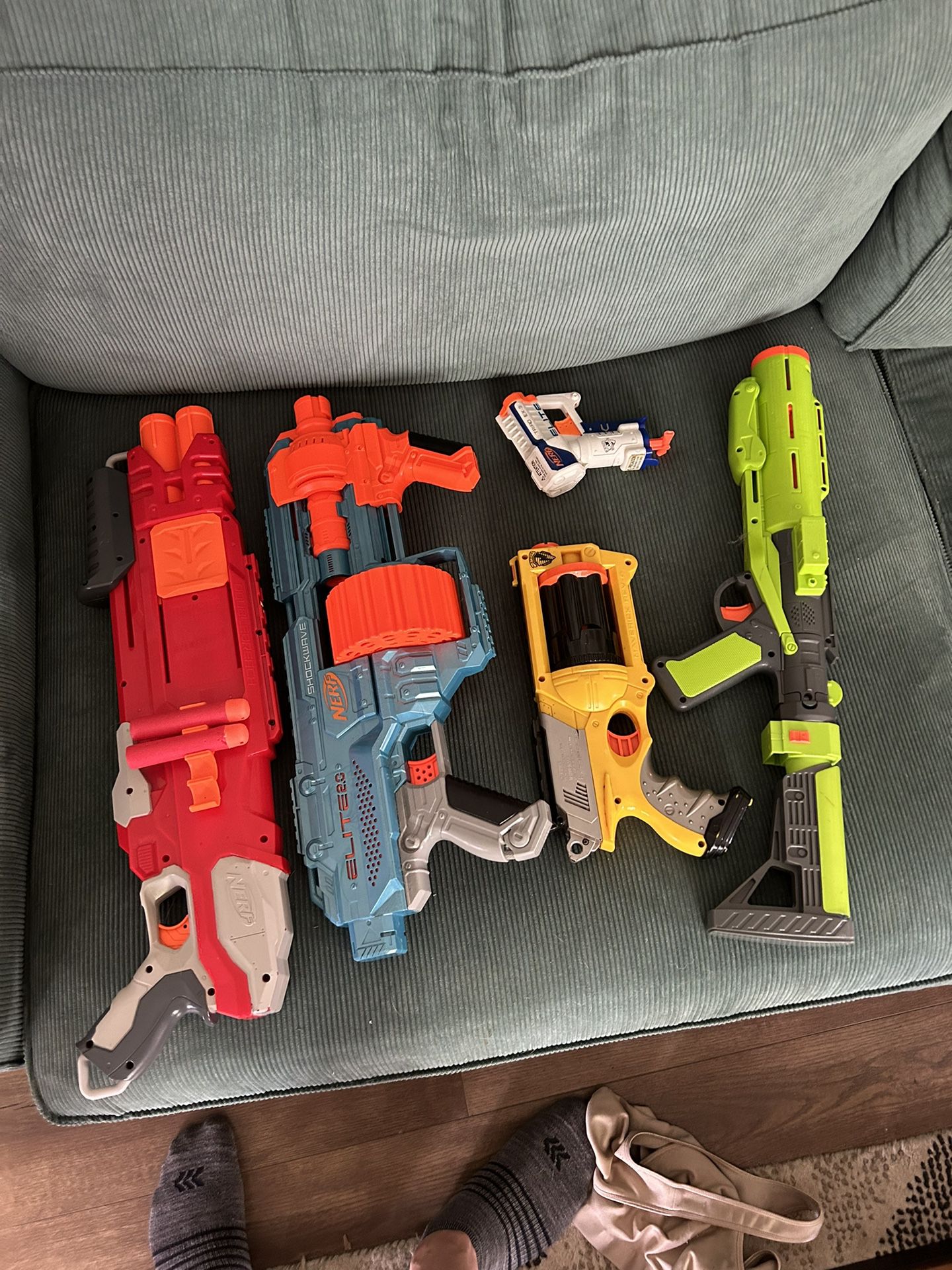 Assorted Nerf guns.
