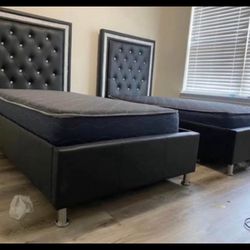 BEDAZZLED TWIN SIZE BEDFRAME – $280 Available in white, black, and pink 
