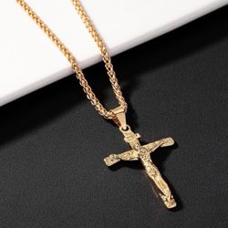 Cross Pendant And Twisted Chain 