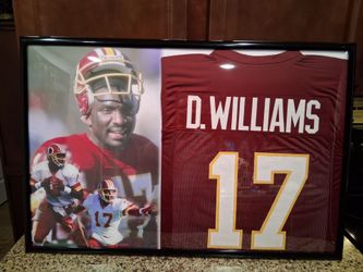 DOUG WILLIAMS OF THE WASHINGTON REDSKINS  CUSTOM STITCHED, FRAMED JERSEY.