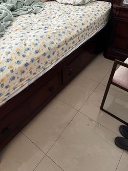 Queen bed with Mattress , two night tables , and Dresser