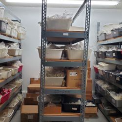 Open Metal Shelving With Plywood Shelving 