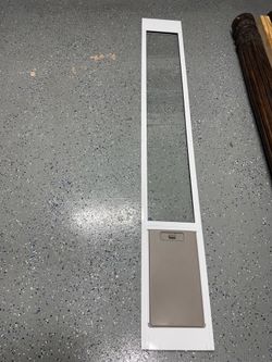 Dog Door for Sliding Glass Doors, 91 7/16" to 96" Tall, 12.8" Wide, Aluminum Frame, Magnetic Seal