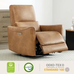 CHITA Power Recliner Swivel Glider Retail $585, Upholstered Faux Leather Living Room Reclining Sofa Chair with Lumbar Support