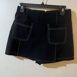 Forever 21 Black Button & Zip-Up Mini Skirt