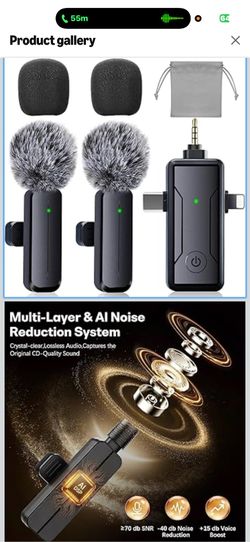 Wireless Mini Microphone for iPhone Android Phone Camera: 3 in 1 Lavalier Lapel Mic for Video Recording - Noise Cancelling Clip on Shirt Microphones f