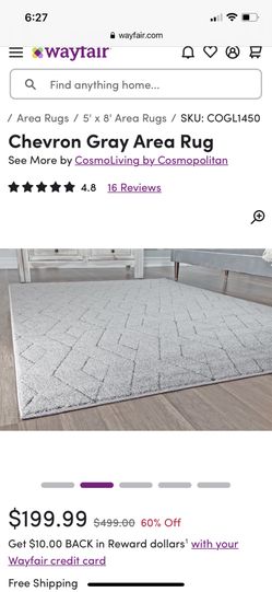 Gray Rug 8x10. New, Original Packaging