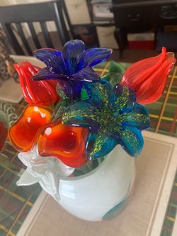 Hand-Blown Glass Flower Bouquet Set