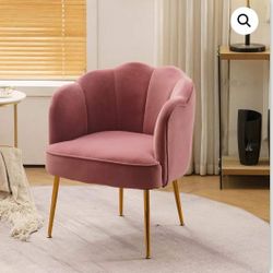 Shell Shape Pink Velvet Armchair with Gold Legs – Soft and Stylish Accent Chair  G-13