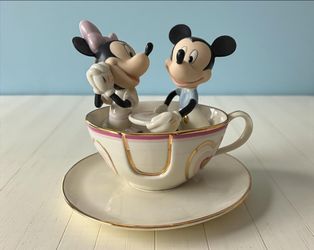 Lenox Disney Mickey & Minnie Teacup Figurine • Rare Porcelain Collectible