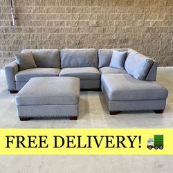 Thomasville artesia fabric sectional 2024 with ottoman beige