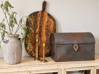 Vintage Metal 6-Bottle Wine Trunk / Storage Chest