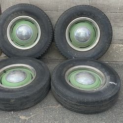 Chevy truck 6 lug 16 inch steel wheels with caps and rings fits fleetline and Chevy cars 1948 or older