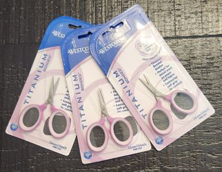 All Together 3 Pack New Westcott Titanium Scissors, 3", Fine Cut,
for Sewing, Violet,