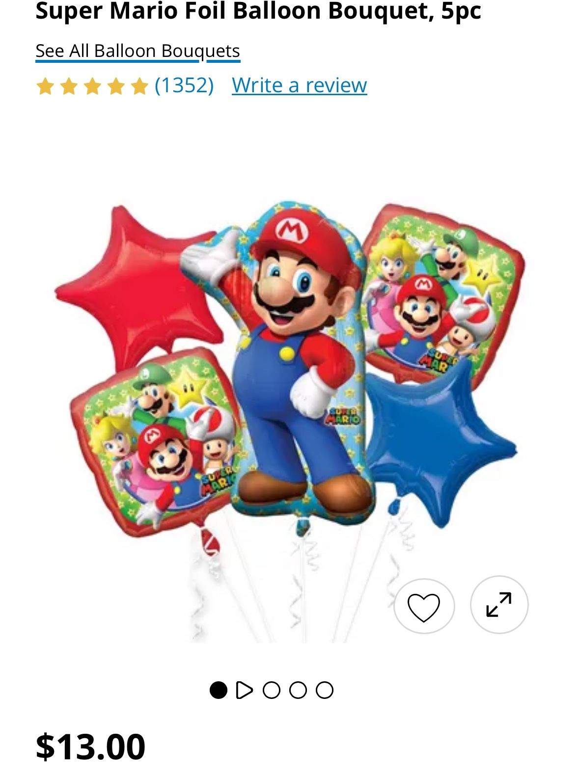 Mario Balloon Bouquet New Not Inflated