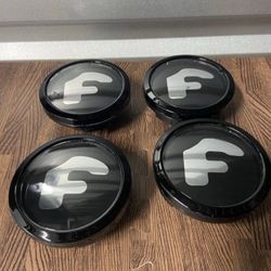 4 PC Set Black Forgiato Floating Center Caps Hubcap Rim 