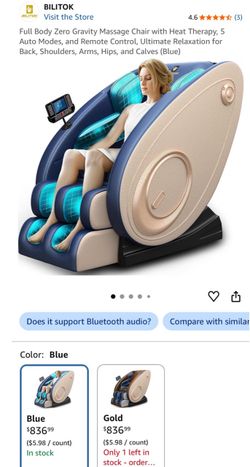 Full body Massage Chair (Blue and Gold)