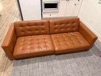 Brown leather couch