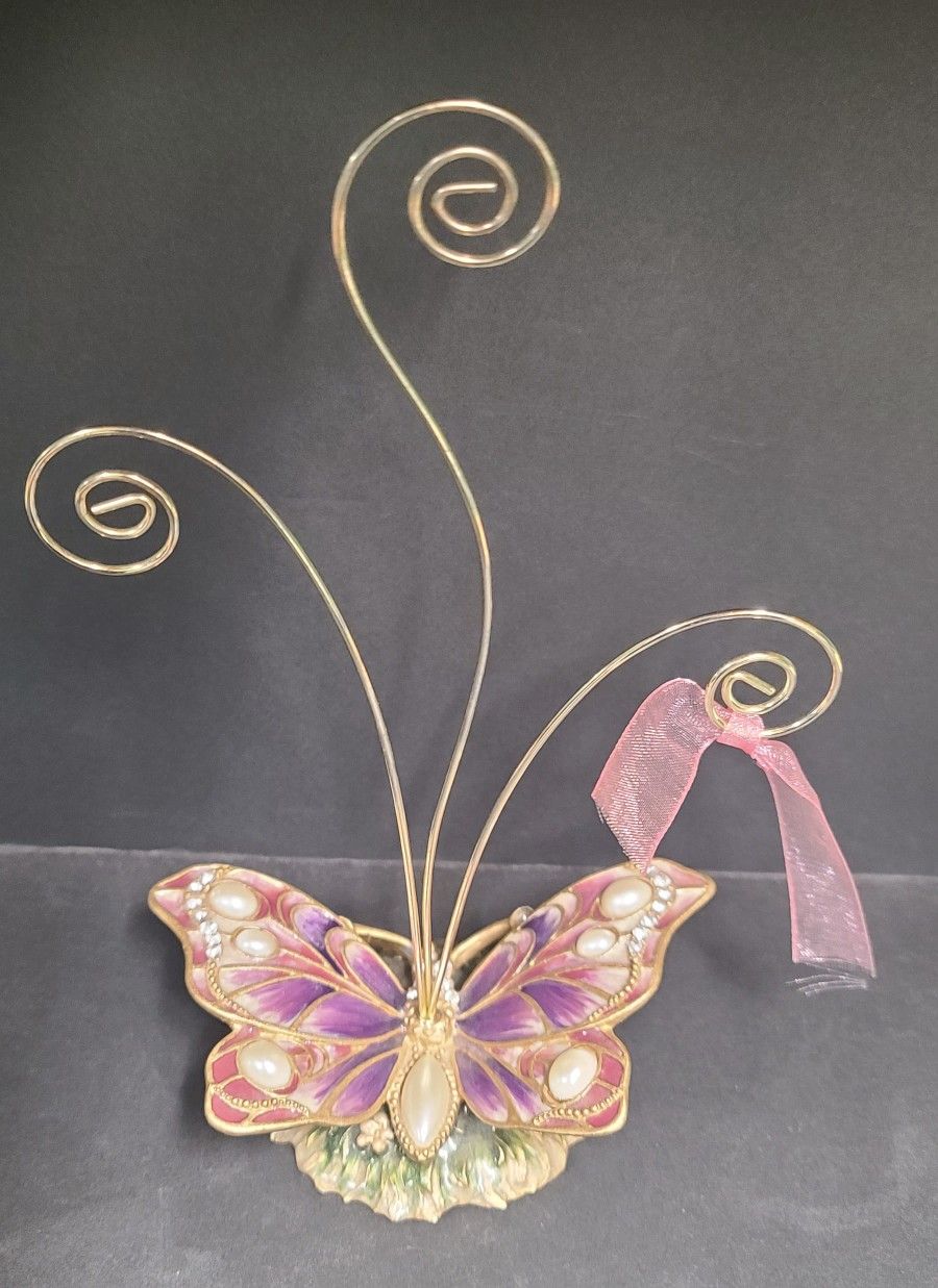 Beautiful Vintage Jewled Butterfly Photo Holder