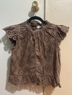 Brown Eyelet Embroidered Blouse