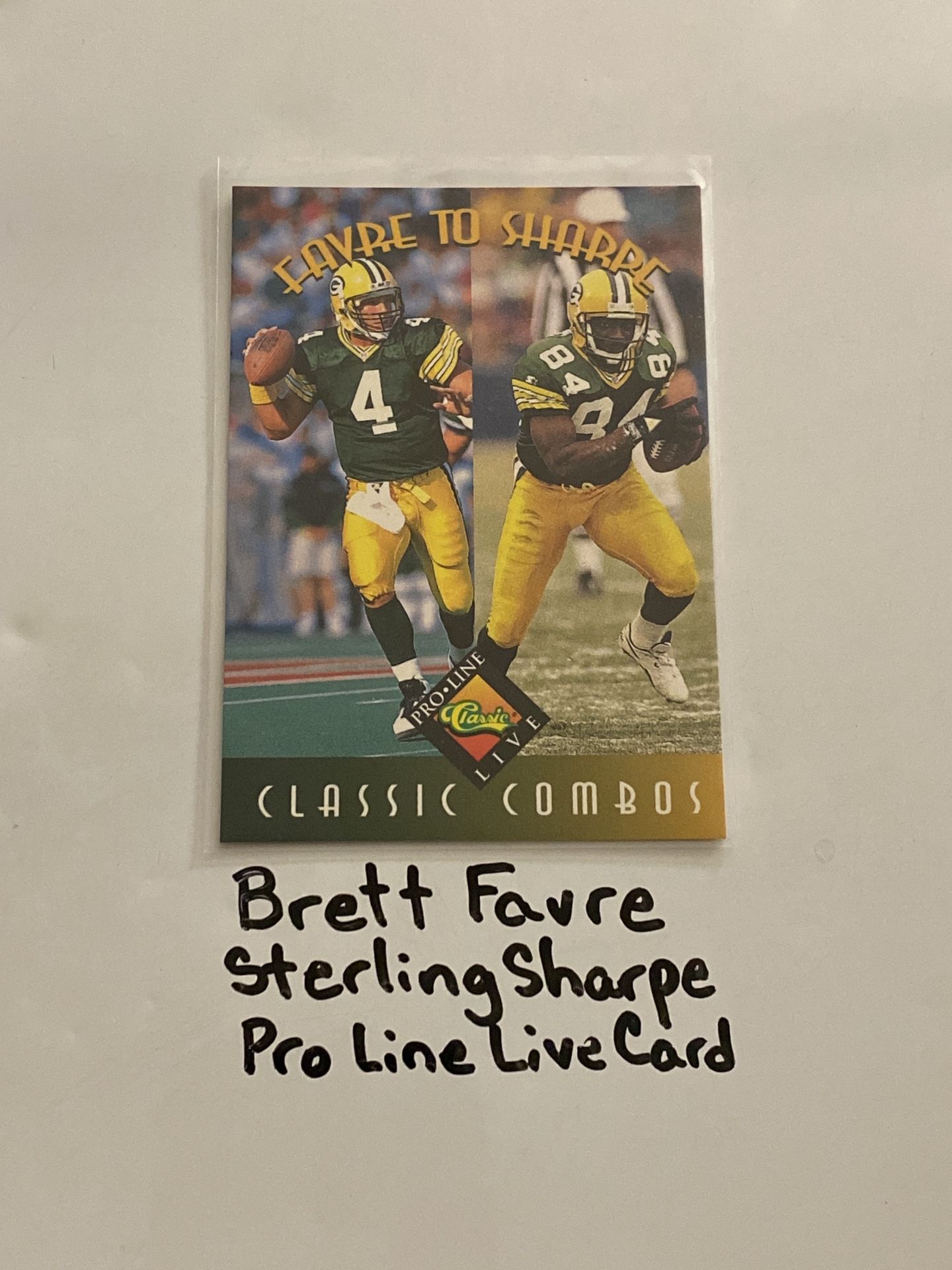 Brett Favre QB Sterling Sharpe WR Pro Line Live Card.