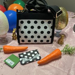 Kate Spade New York x Target Polka Dot Knit Crossbody Bag White/Black & Wallet Set