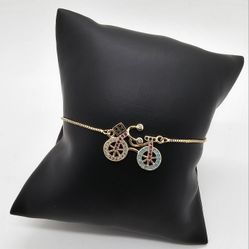 Gold Plated Multi Color Bike Bolo Bracelet