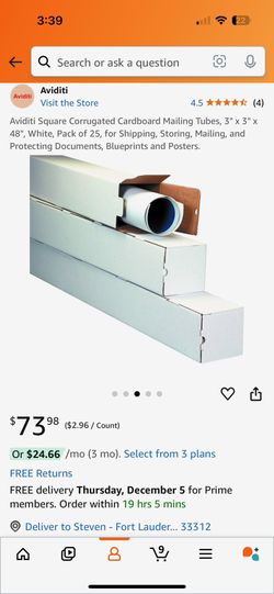 Mailing boxes 3x3x48