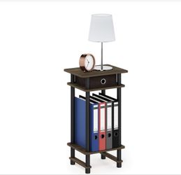 Furinno Turn-N-Tube End Table, Columbia Walnut/Black/Dark Brown