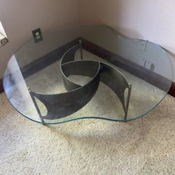 Kidney shaped glass table