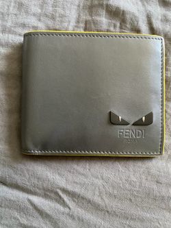 Fendi Gray Leather Men’s Monster Bi-Fold Wallet
