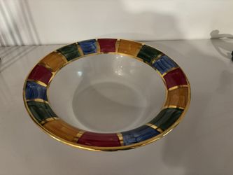 Large Hand Painted Colored Glass Bowl