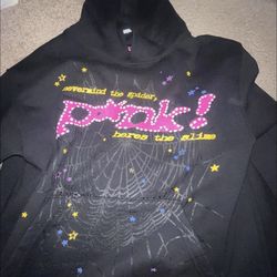 Medium black spider hoodie with pink graphic