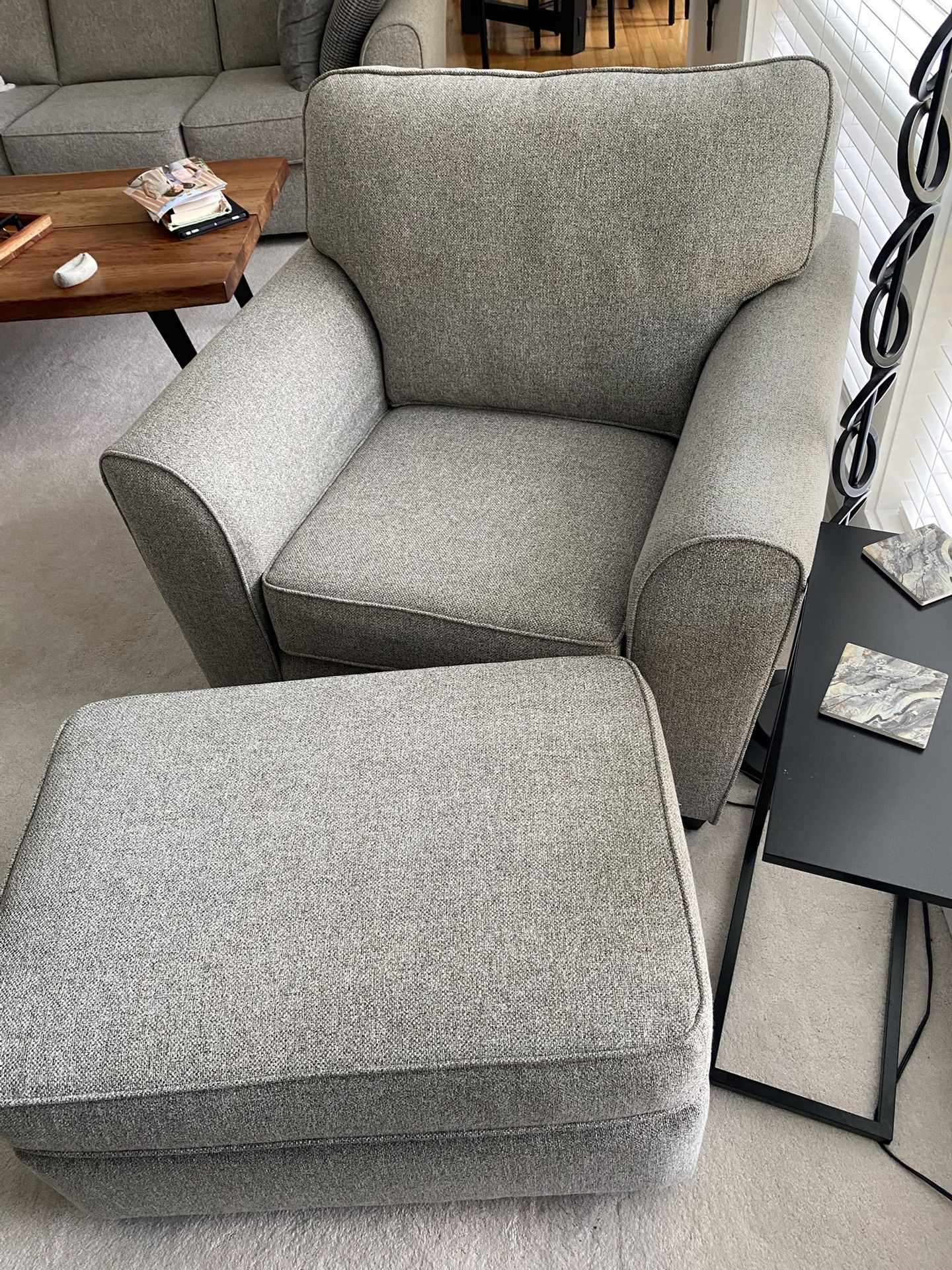 Chair And Ottoman- Gray