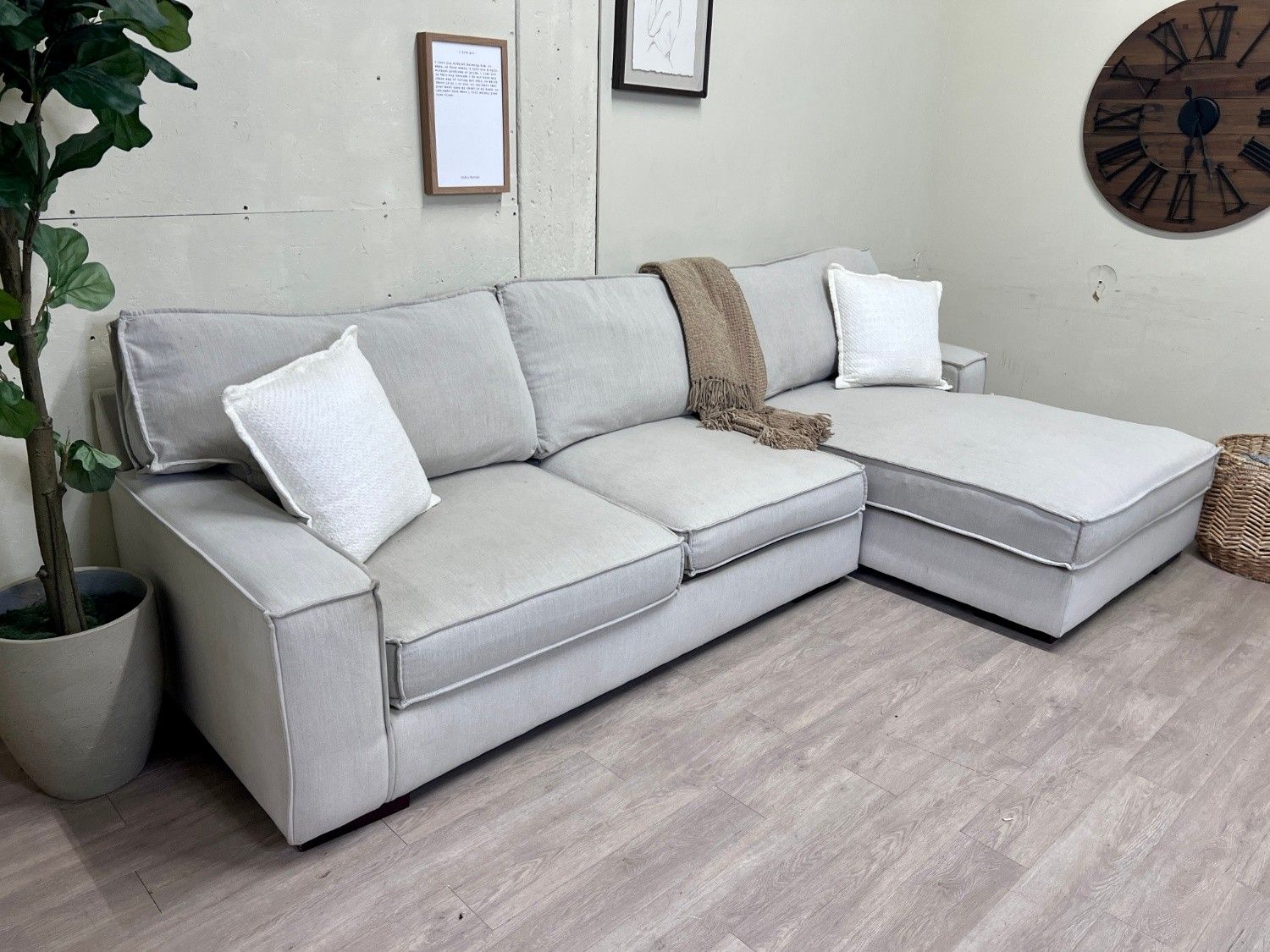 WE DELIVER! 🚚 - Eggshell Modern Deep-Seated L Sectional Couch with Chaise