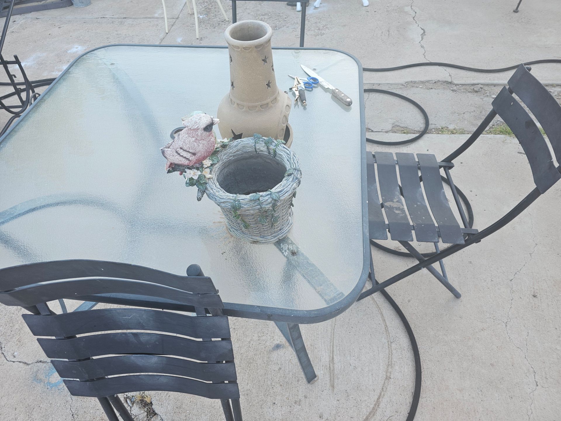 Table and metal chairs