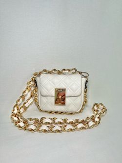Aldo White Quilted Mini Crossbody Bag with Gold Hardware