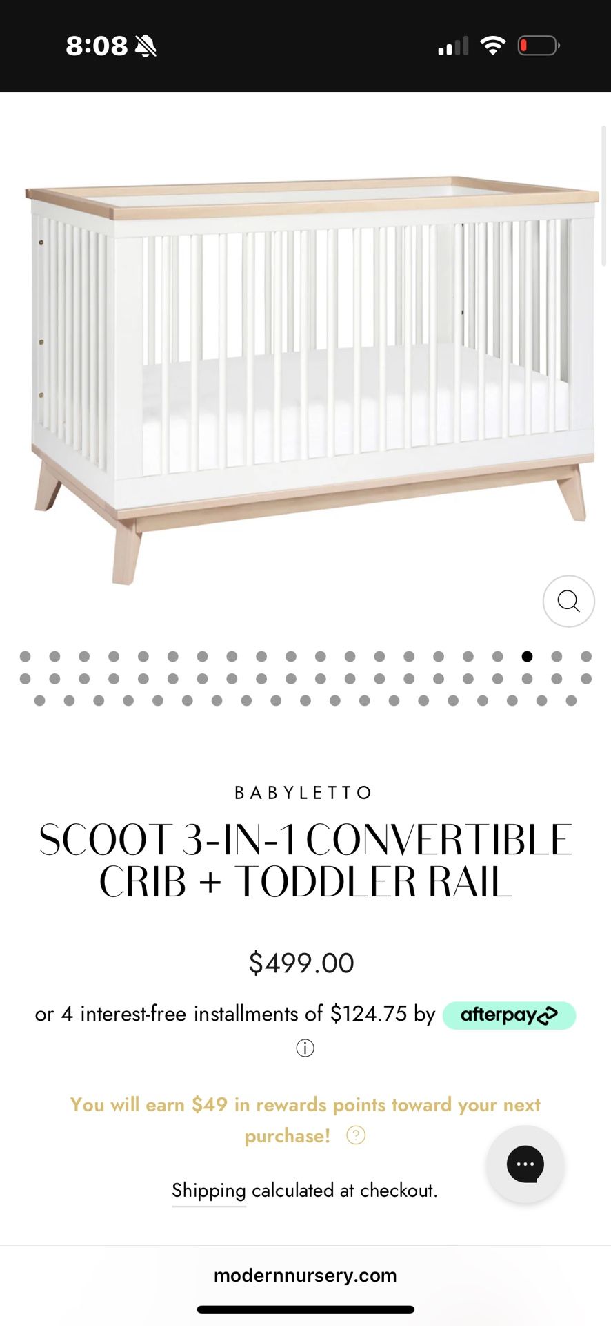 Babyletto Scoot 3-in-1 Convertible Crib in White/Washed Natural