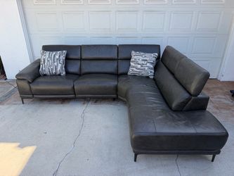 FREE DELIVERY Dark Gray Leather Sectional Sofa with Chaise