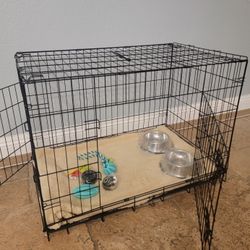 New IN Box! L'xl Dog Crate 2 Doors With Tray Up To 70lbs Folding Puppy Dog Kennel Animal Cage Add A Bed For $15 4th Of july Fireworks Pet Anxiety Cage