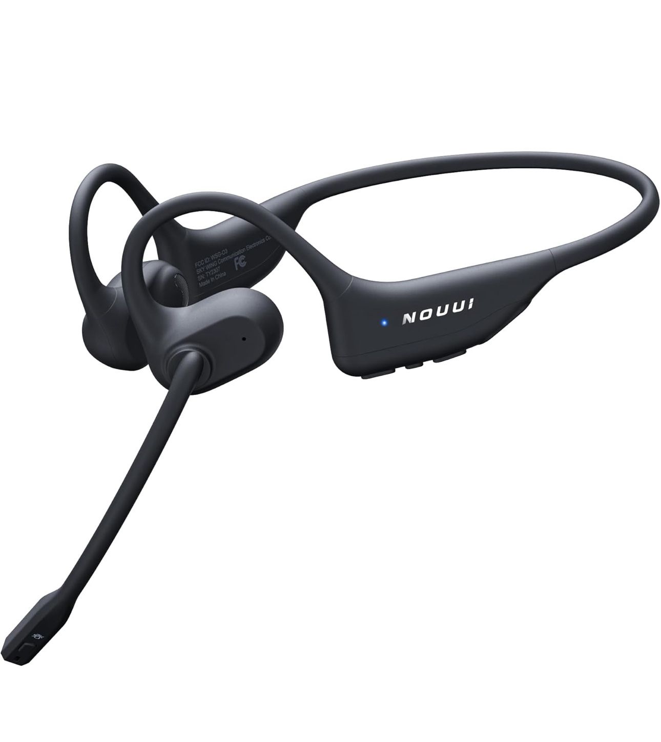 Open Ear Headphones with Mic, Dual Connection Bluetooth Headset with Microphone (AI Noise Cancelling), Bluetooth 5.3 Headphones with Mic, Sweatproof W