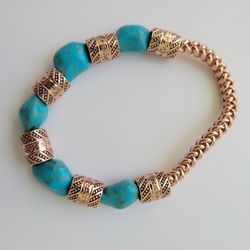 Bradford Exchange "A Touch of Heaven" Turquoise & Copper Healing Bracelet.