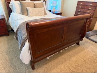 Queen Sleigh Bed Frame – Solid Wood, Timeless Design