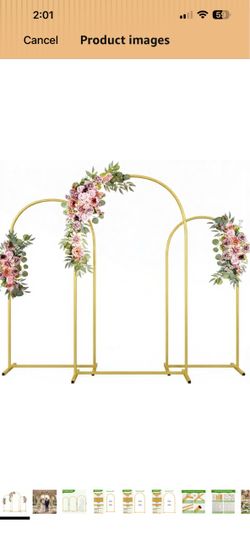 Metal Arch Backdrop Stand Wedding Arch Frame Set of 3 (7.2FT/6.6FT/6FT) Gold Backdrop Arch Stand for Wedding Ceremony Birthday Party Baby Shower Gradu