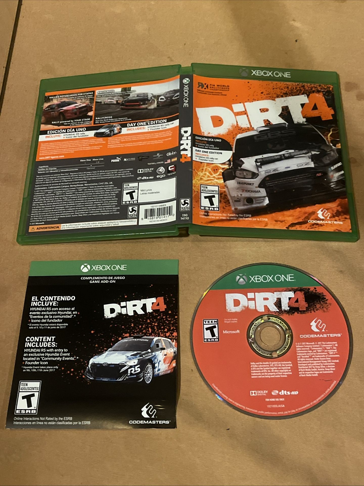 Dirt 4: Day One Edition (Microsoft Xbox One, 2017)