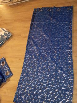 Blue curtains with silver