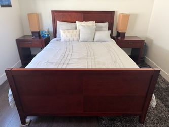 Bed frame and two night stands