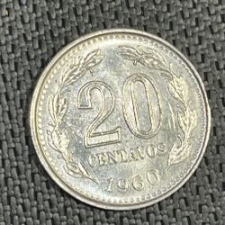 1960 Twenty Centavos Coin 