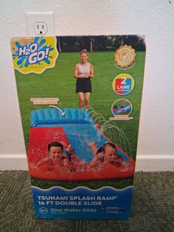 H2OGO! Tsunami Splash Ramp 16 FT Double Water Slide – New, Unopened